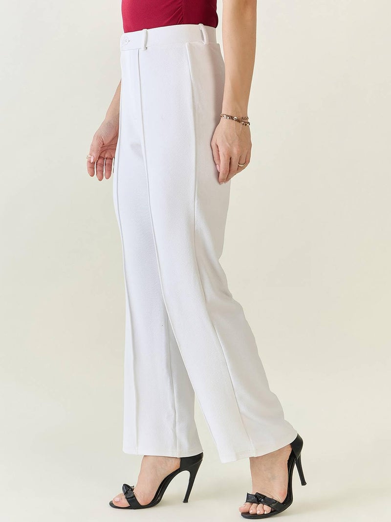 KOTTY Women’s Office Wear Formal Pants Tailored Straight Fit Work Wears Trousers-KTT2PCWOMENSPANTSET121L Pure White - Image 3