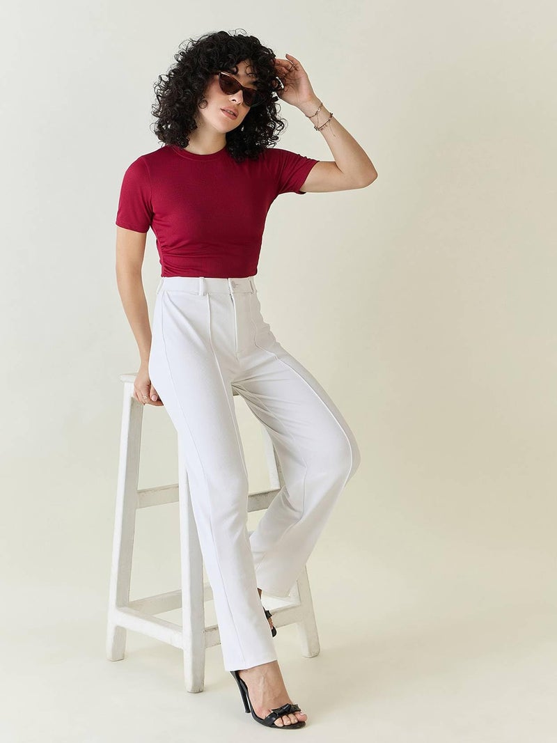 KOTTY Women’s Office Wear Formal Pants Tailored Straight Fit Work Wears Trousers-KTT2PCWOMENSPANTSET121L Pure White - Image 2