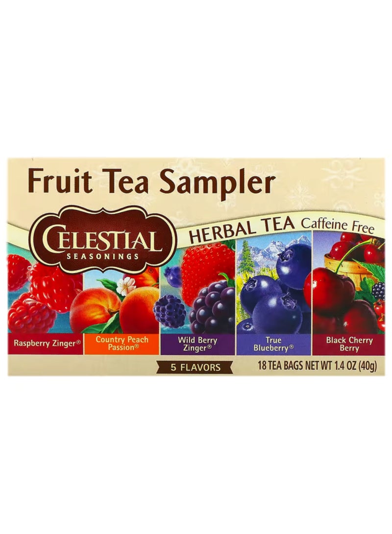 CELESTIAL SEASONINGS Fruit Tea Sampler, Caffeine Free, 5 Flavors, 18 Tea Bags, 1.4 oz (40 g) - Image 1