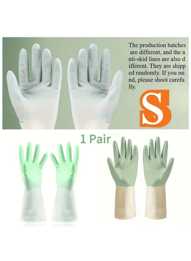 Green Heavy Duty Waterproof Latex Gloves Non Slip Grip Soft Durable Size S Dishwashing Cleaning - Image 1