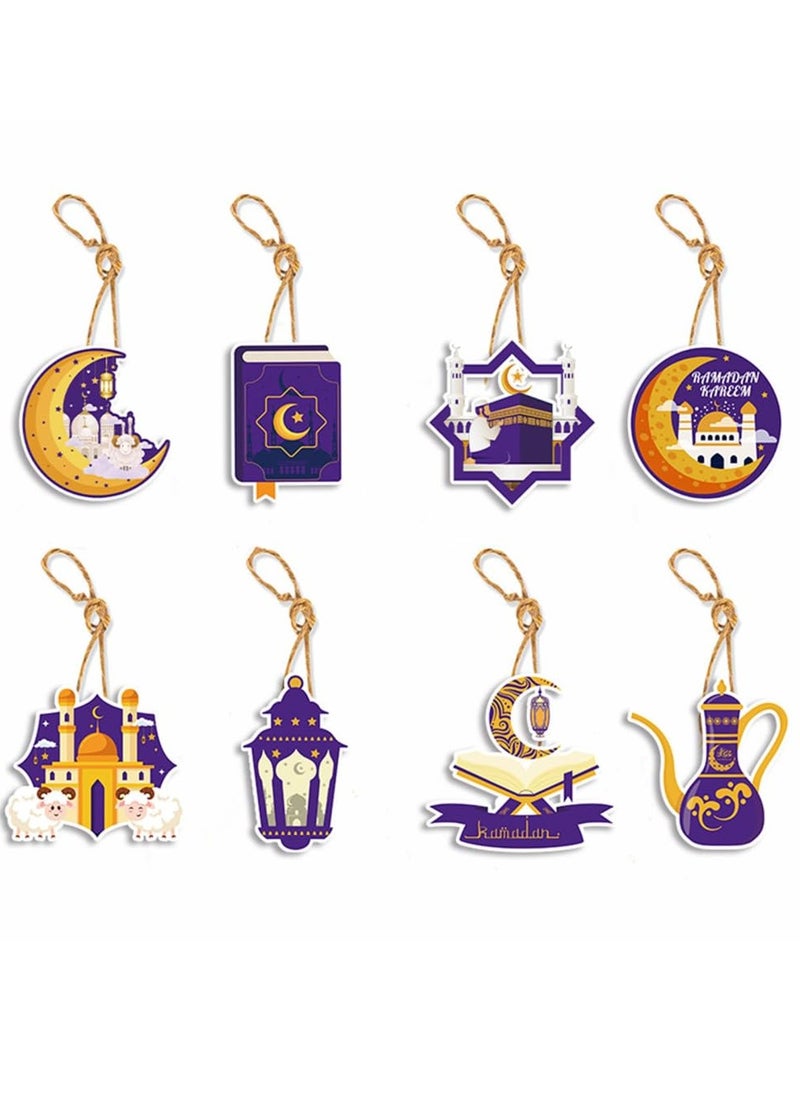 Mordely - 8pcs Ramadan Hanging Ornaments DIY Ramadan Mubarak Wall Decorations for Home Eid Al-fitr Party Supplies - Image 1