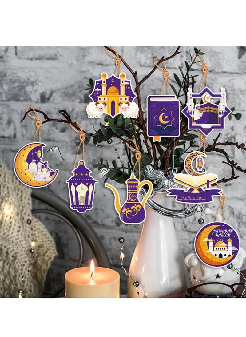 Mordely - 8pcs Ramadan Hanging Ornaments DIY Ramadan Mubarak Wall Decorations for Home Eid Al-fitr Party Supplies - Image 1