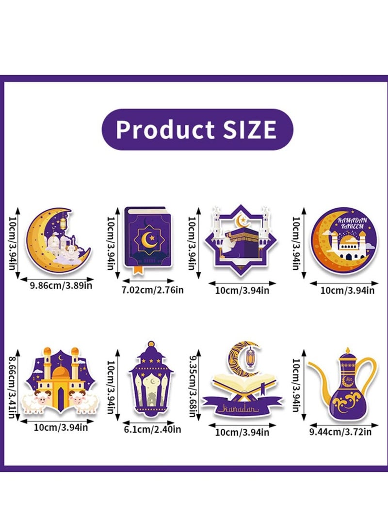 Mordely - 8pcs Ramadan Hanging Ornaments DIY Ramadan Mubarak Wall Decorations for Home Eid Al-fitr Party Supplies - Image 1