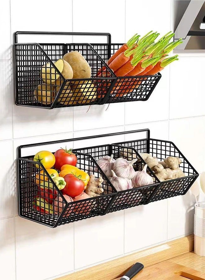 3 Grids Wall Mounted Storage Rack Onion Ginger Spice Rack Organizer Kitchen Storage Basket Bathroom Storage Rack - Image 4