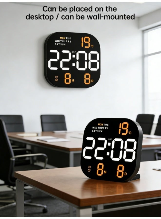 CRONY 6633 LED Wall Clock. Multifunctional large screen clock. Remote control digital alarm clock. Modern and stylish wall clock, square wall-mounted clock made of ABS material, perfect for home, bedroom, living room, and office decoration.23×3×23cm - Image 5