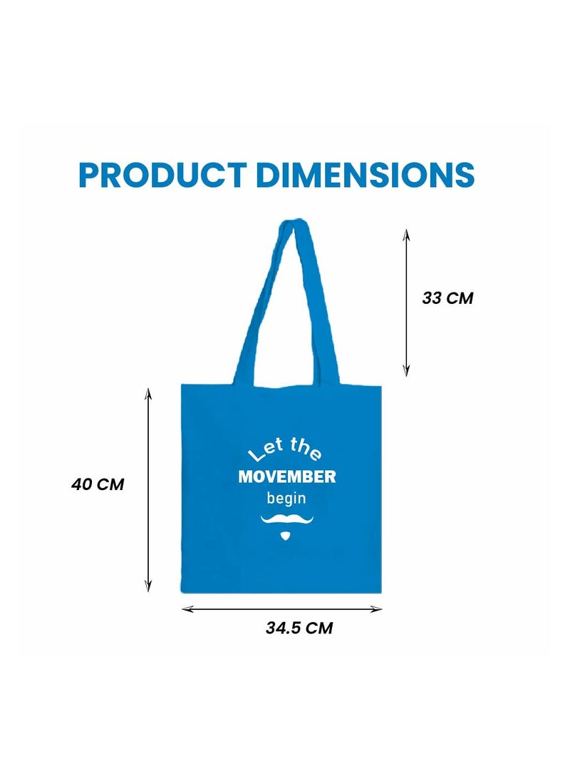 PRINTSHOP4ME Movember Blue Cotton Tote Bag With Mustache Design–Eco-Friendly Reusable Bag For Daily Use–Durable And Lightweight Shoulder Bag–Perfect For Movember Campaigns - Image 3