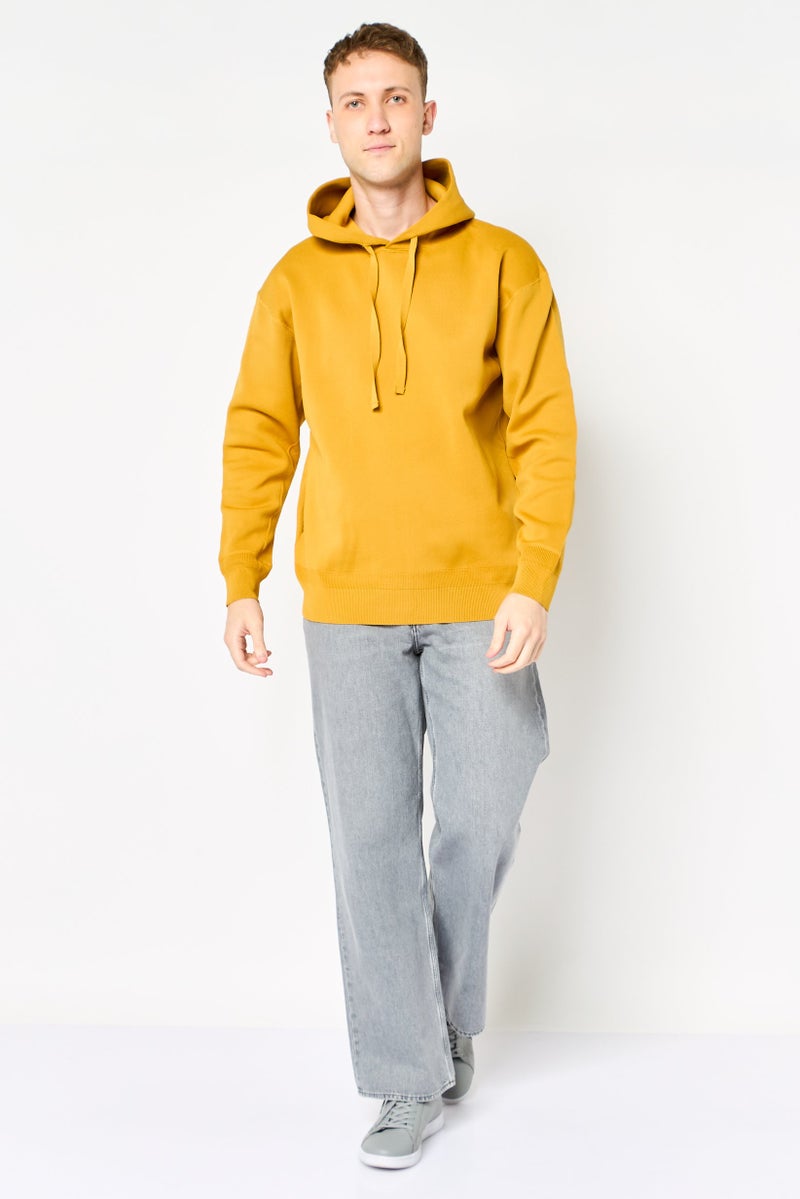 SELECTED Men Solid Long Sleeve Hoodie, Gold - Image 2