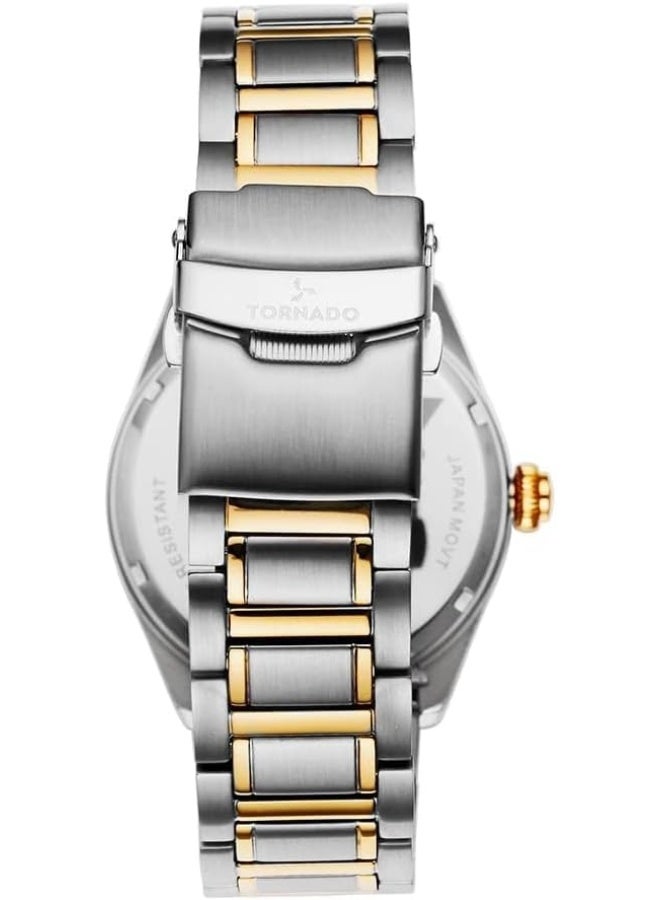 TORNADO Men's Solid stainless steel with Polished and brushed links. 3H with date Display Watch T8007-TBTC - 42mm mm - Image 3