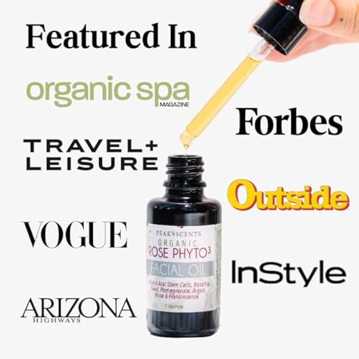 Peak Scents Organic Rose Phyto Facial Oil - Rosehip and Argan Oil Infused with Rose Extract and Frankincense Essential Oil - Ideal for Gua Sha Massage, Anti-Aging Face Oil (1oz) - Image 4