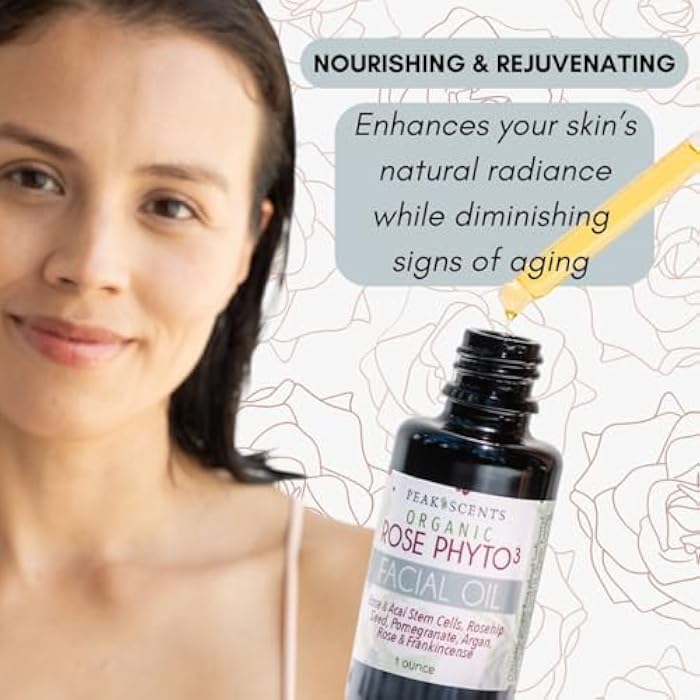 Peak Scents Organic Rose Phyto Facial Oil - Rosehip and Argan Oil Infused with Rose Extract and Frankincense Essential Oil - Ideal for Gua Sha Massage, Anti-Aging Face Oil (1oz) - Image 2