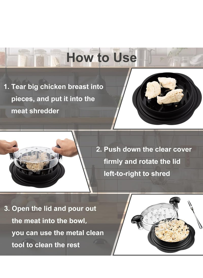 Oasisgalore - Chicken Shredder， Chicken Meat Shredder Machine Tool Twist with Lid for Pork Beef Chicken（Black） - Image 1