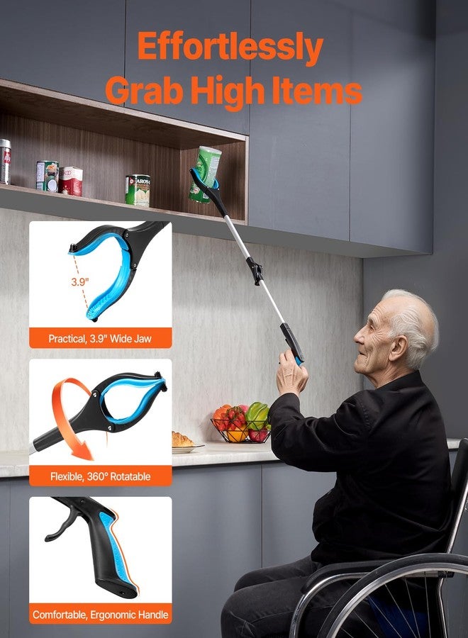 VEVOR Grabber Reacher Tool, 2-Pack 34" Foldable Reacher Grabber Pickup Tool with 360° Rotating Wide Jaw and Dual-Sided Magnet, Lightweight Grabber Reacher Tool for Seniors, Trash Picker Upper Grabber - Image 3
