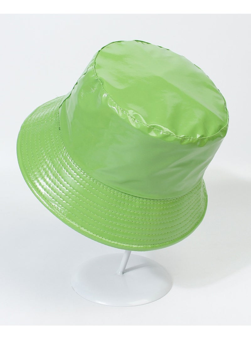 Unisex Shiny Bucket Hat PU Leather Waterproof Rain Hat Fishing Cap Reversible Bucket Hat Packable Sun Hats - Image 2