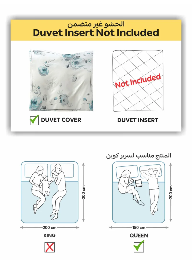 Donetella Digital Print Duvet cover Set,Queen Size 200x230 cm - 4-Pcs Bed Set, ,Emirate Collection, Microfiber - 1 Duvet Cover, 1 Fitted Sheet, 1 Pillow Shams, 1 Pillowcases (Filler Not Include)
