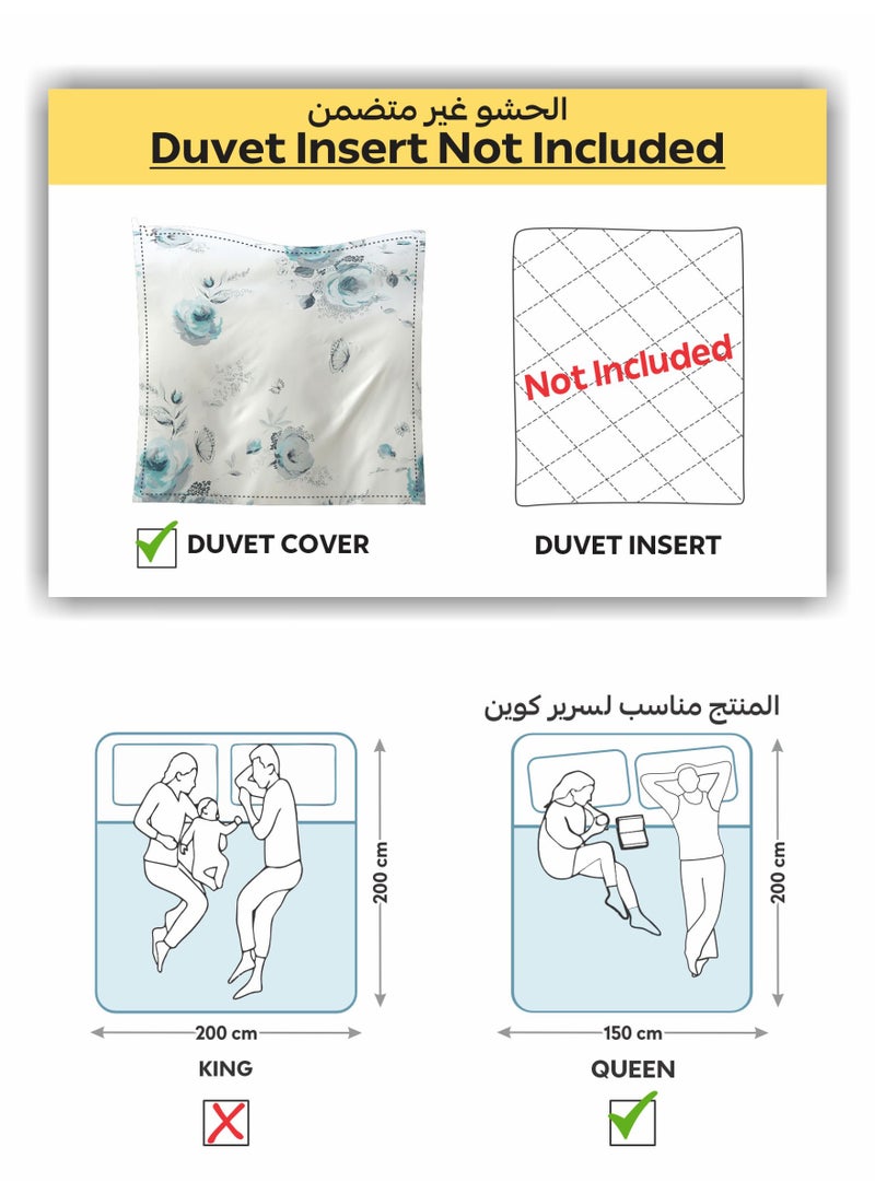 دوناتيلا طقم غطاء لحاف مشجر 4 قطع مقاس كوين يناسب سرير 150×200 سم مايكروفايبر ناعم , تصميم راقي و انيق , يناسب جميع الفصول (لا يشمل حشوة اللحاف)  - Image 3