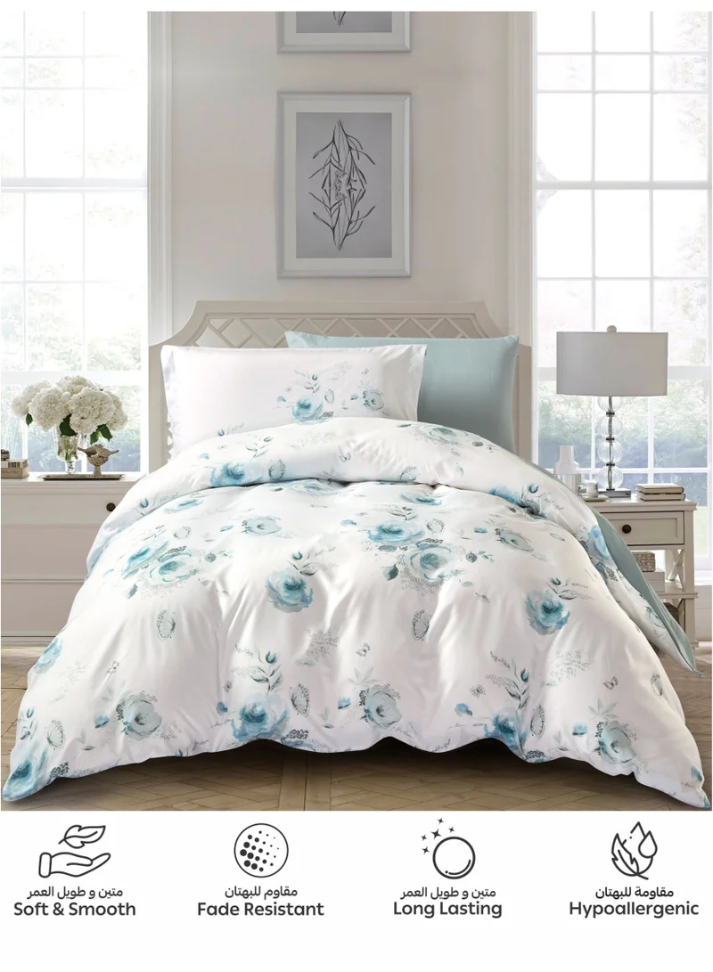 Donetella Digital Print Duvet cover Set,Queen Size 200x230 cm - 4-Pcs Bed Set, ,Emirate Collection, Microfiber - 1 Duvet Cover, 1 Fitted Sheet, 1 Pillow Shams, 1 Pillowcases (Filler Not Include)