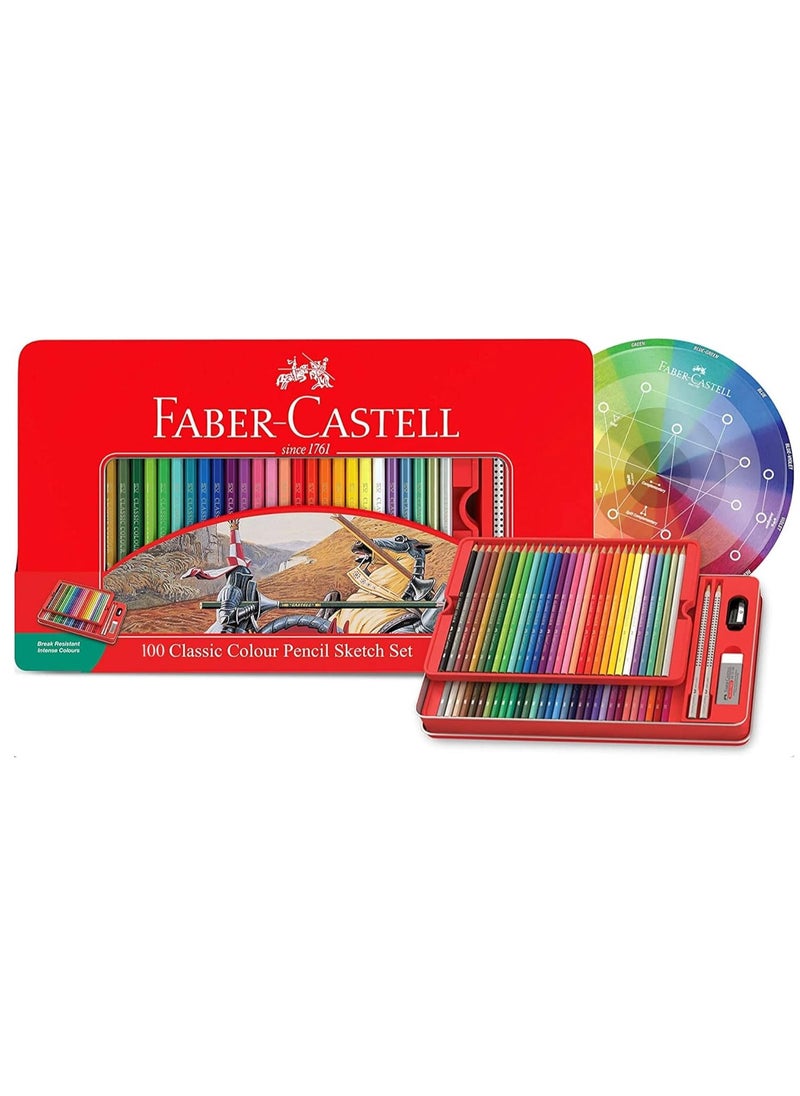 FABER-CASTELL - 100-Piece Classic Colour Pencils In Metal Tin Box - Image 1