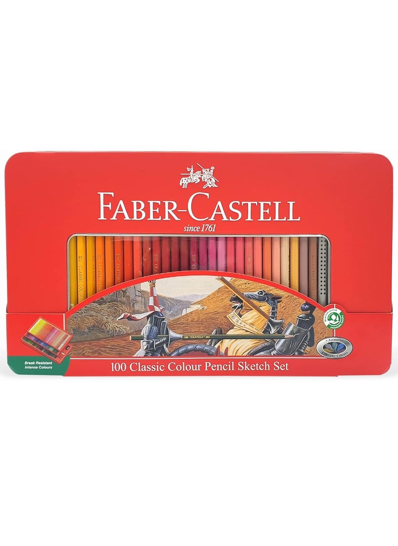 FABER-CASTELL - 100-Piece Classic Colour Pencils In Metal Tin Box - Image 1