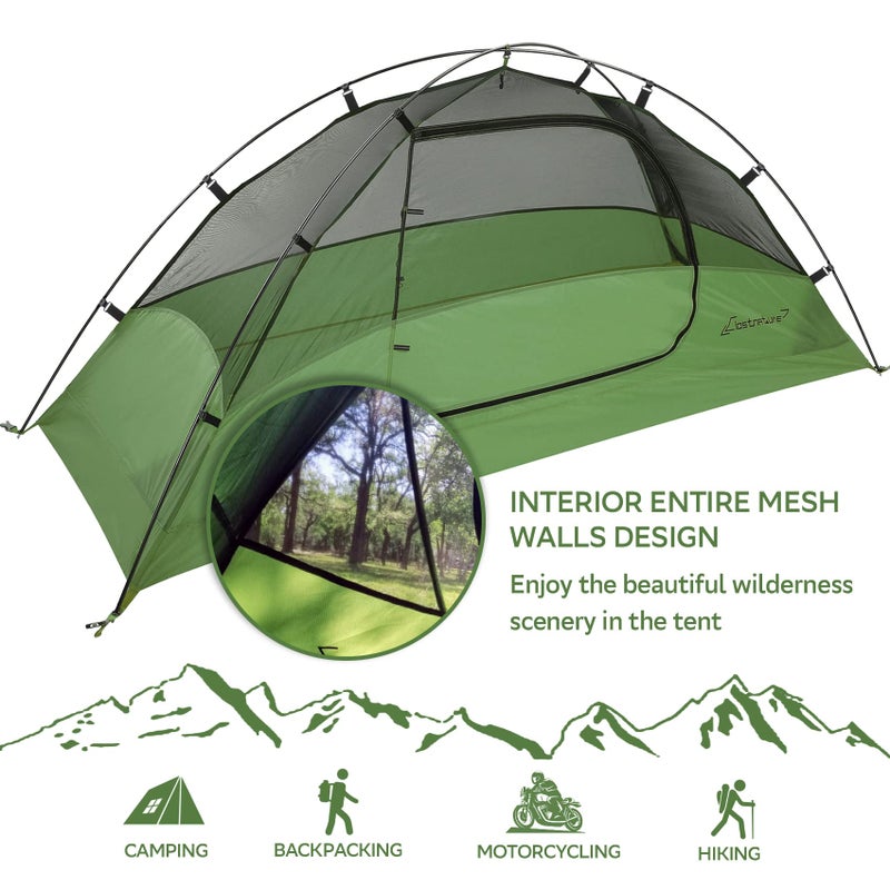 Clostnature 1-Person Tent for Camping - Waterproof Outdoor One Man, Ultralight Trekking, with Small Pack Size for Single Person, Beach, Festival - Image 2