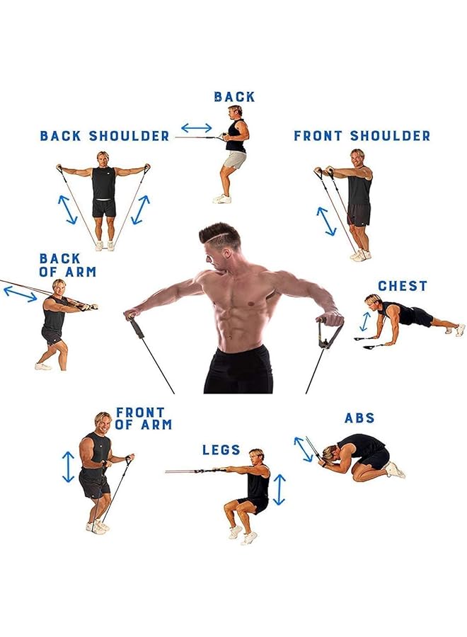 YOMYM Resistance Band Set Includes 5 Stackable Exercise Bands with Handles Carry Bag Ankle Straps and Door Anchor Accessory - Image 3