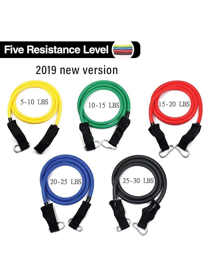YOMYM Resistance Band Set Includes 5 Stackable Exercise Bands with Handles Carry Bag Ankle Straps and Door Anchor Accessory - Image 2