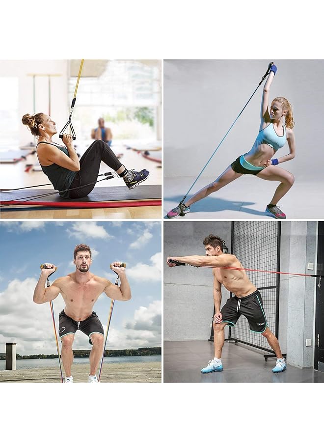 YOMYM Resistance Band Set Includes 5 Stackable Exercise Bands with Handles Carry Bag Ankle Straps and Door Anchor Accessory - Image 4