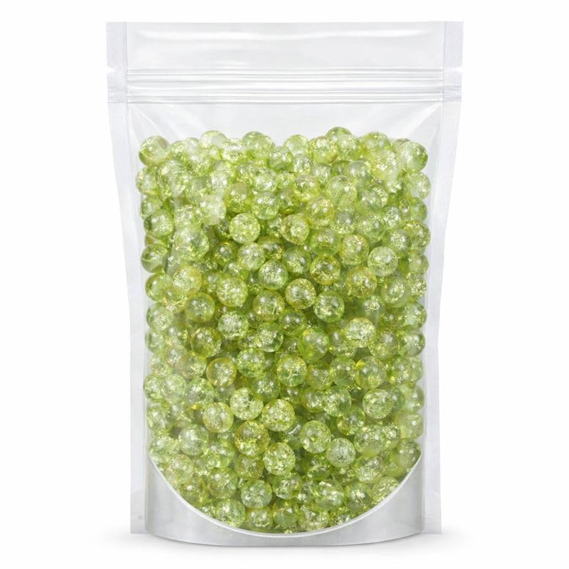 Ambitieux 650+ Pcs Crackle Glass Beads for Jewelry Making | 8mm Assorted Color Round Glass Beads for Bracelet, Necklace, Anklet & DIY Craft | Bulk Bead Kit for Selling & Handmade Business (Parrot green) - Image 1