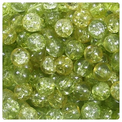 Ambitieux 650+ Pcs Crackle Glass Beads for Jewelry Making | 8mm Assorted Color Round Glass Beads for Bracelet, Necklace, Anklet & DIY Craft | Bulk Bead Kit for Selling & Handmade Business (Parrot green) - Image 2