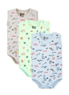 Funny Bunny Pack of 3 Cotton Wide Cut Bodysuit for Baby  - Image 1