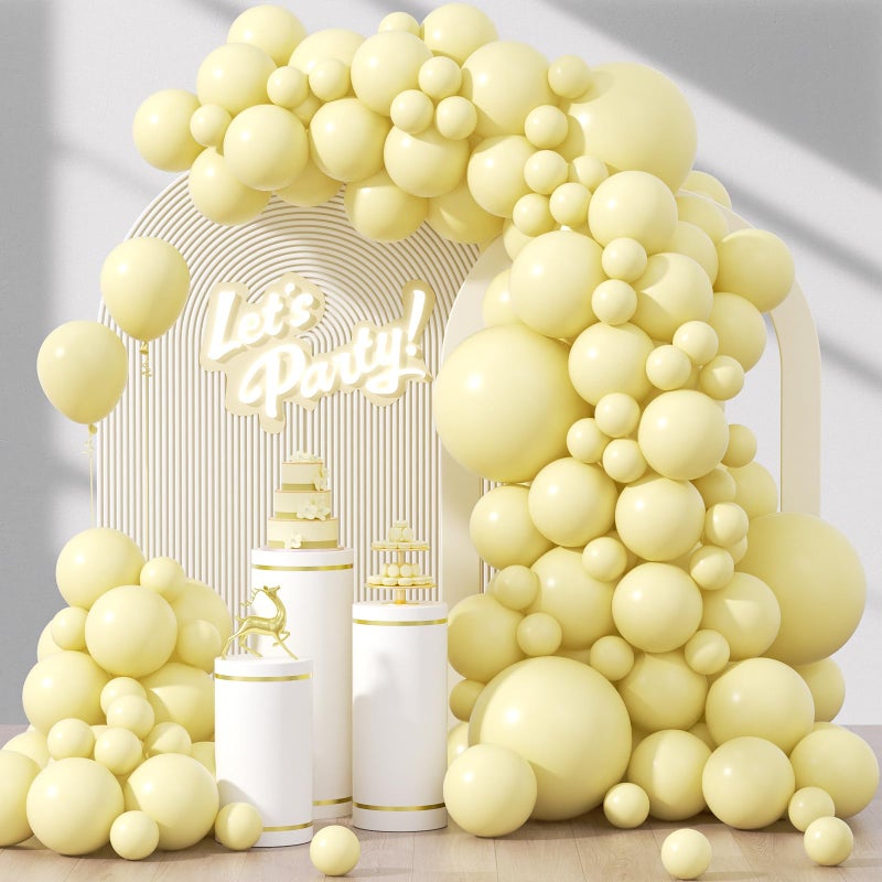 awenztech 120pcs Pastel Yellow Balloons Different Sizes 18 12 10 5 inch Light Yellow Balloon Arch Kit for Gender Reveal Baby Shower Birthday Party Decorations - Image 1