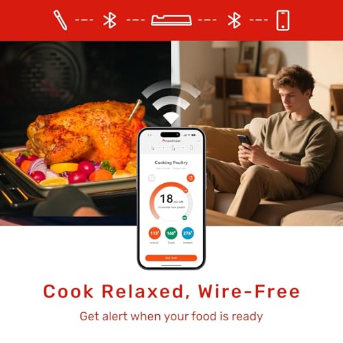 Meatmeet Wireless Bluetooth Meat Thermometer Digital, Smart AI Powered Cooking Thermomer with APP Control, IP69 Waterproof Meat Probe for BBQ, Oven, Grill, Smoker (S Pro) - Image 3