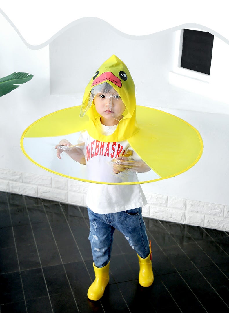 Children'S Flying Saucer Raincoat Little Yellow Duck Cloak Cartoon Poncho Kindergarten Kids Baby Rain Hat - Image 4