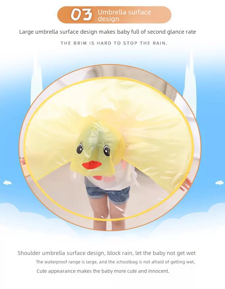 Children'S Flying Saucer Raincoat Little Yellow Duck Cloak Cartoon Poncho Kindergarten Kids Baby Rain Hat - Image 5
