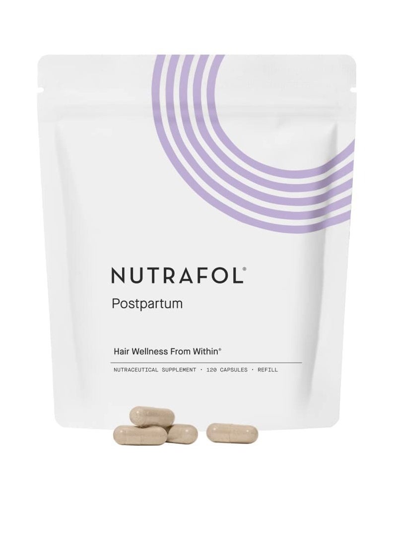 NUTRAFOL - Nutrafol Postpartum Hair Growth Supplements, Clinically Tested for Visibly Thicker Hair and Less Shedding, Breastfeeding-Friendly - 1 Month Supply, 1 Refill Pouch - Image 1