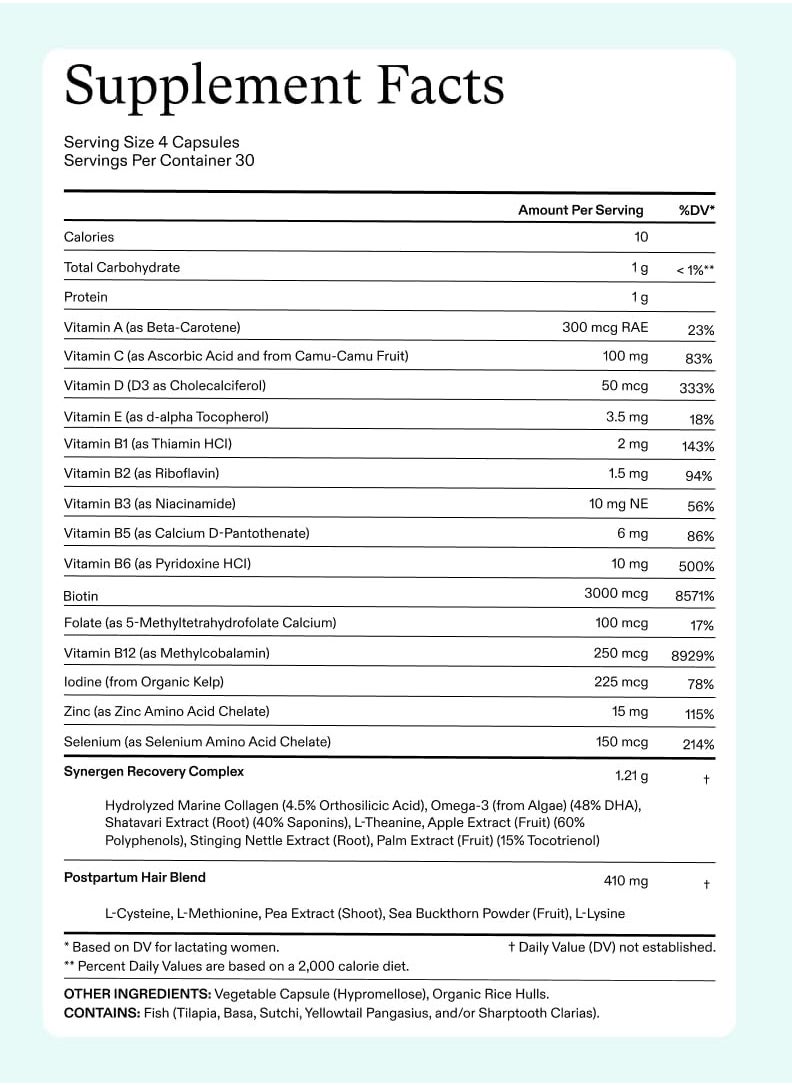 NUTRAFOL - Nutrafol Postpartum Hair Growth Supplements, Clinically Tested for Visibly Thicker Hair and Less Shedding, Breastfeeding-Friendly - 1 Month Supply, 1 Refill Pouch - Image 1