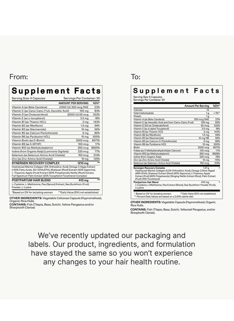 NUTRAFOL - Nutrafol Postpartum Hair Growth Supplements, Clinically Tested for Visibly Thicker Hair and Less Shedding, Breastfeeding-Friendly - 1 Month Supply, 1 Refill Pouch - Image 1
