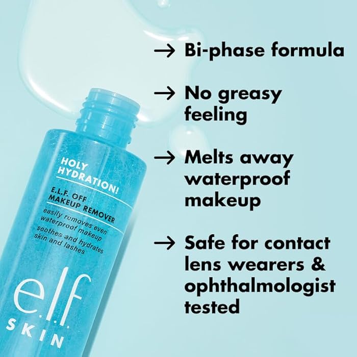 elf e.l.f. SKIN Holy Hydration! e.l.f. Off Makeup Remover, Liquid Makeup Remover For Eye, Lip & Face Makeup, Gentle Formula, Vegan & Cruelty-free - Image 4