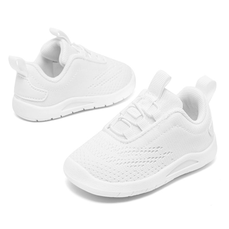 MORENDL Toddler Sneakers Baby Slip On Walking Shoes Non-Slip Breathable Boys & Girls Running Shoes Infant Tennis Shoes White Size 7 - Image 3