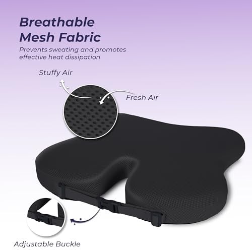 Billebon Ultimate Car Wedge Seat Cushion | Premium Memory Foam Cushion with Coccyx Tailbone Cutout | Helps Relieve Hip, Tailbone & Lower Back Pain | Supports Weight Up to 100 kg (Black Pack of 1) - Image 2