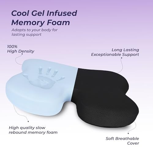 Billebon Ultimate Car Wedge Seat Cushion | Premium Memory Foam Cushion with Coccyx Tailbone Cutout | Helps Relieve Hip, Tailbone & Lower Back Pain | Supports Weight Up to 100 kg (Black Pack of 1) - Image 3