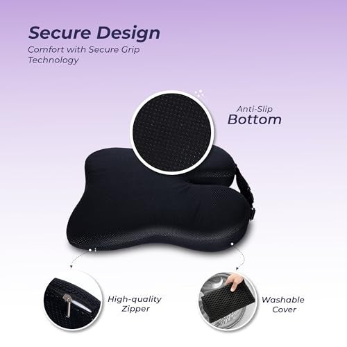 Billebon Ultimate Car Wedge Seat Cushion | Premium Memory Foam Cushion with Coccyx Tailbone Cutout | Helps Relieve Hip, Tailbone & Lower Back Pain | Supports Weight Up to 100 kg (Black Pack of 1) - Image 5