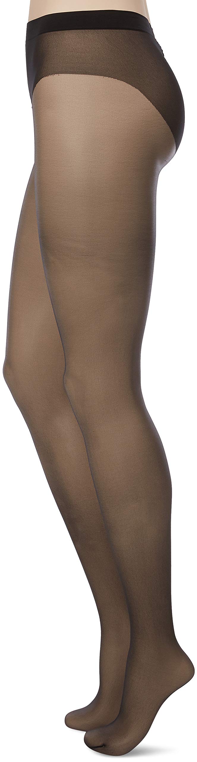 Wolford Luxe 9 Denier Ultra-Sheer Tights for Women Invisible Sandal Toe Elastane-Free Leg Soft Knitted Waistband with Logo Black Medium - Image 2