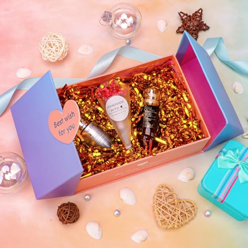 Ottwlli Ottwll 150 Gram Sparkly Iridescent Film PP Hamper Shreds Crinkle Confetti for Gift Wrapping & Basket Filling & Gift Box filler Crinkle Cut Paper Shred Filler Easter Basket Filling-Gold - Image 4