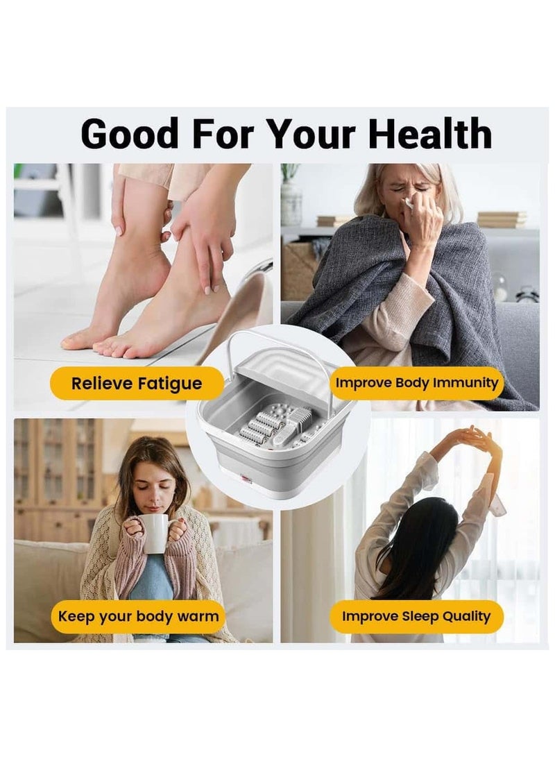 Anmi Portable Electric Foot Spa Tub - Foldable Heated Bath with Roller Massager & Red Light | Requires EU to UK Plug Adapter for Saudi Arabia - Image 2