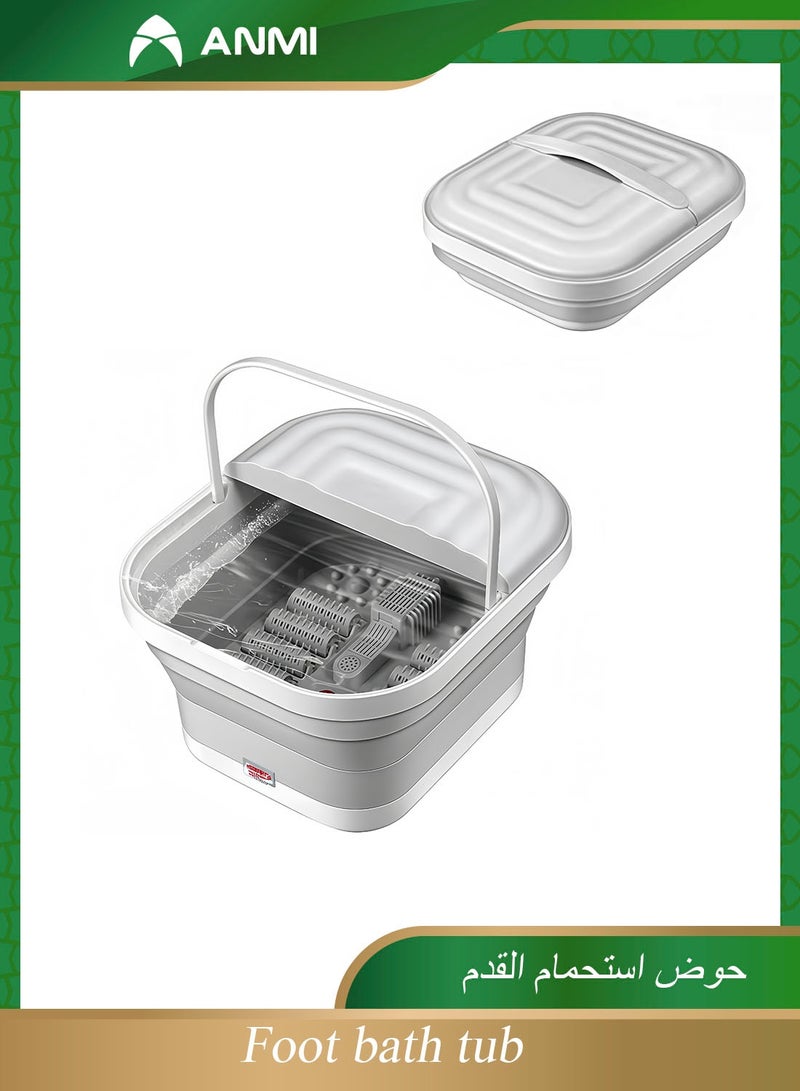 Anmi Portable Electric Foot Spa Tub - Foldable Heated Bath with Roller Massager & Red Light for Saudi Arabia - Image 1
