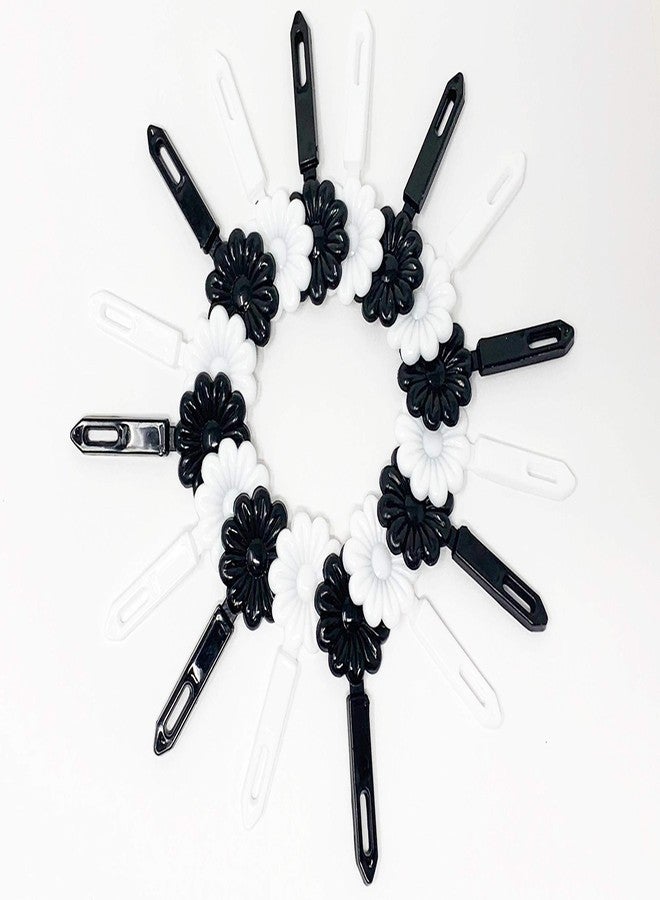 Tara Girls Super Cute Self Hinge Plastic Mulit Design Hair Barrettes Selection. 36pc Sunflower(Black and Whtie). Flower - Image 2