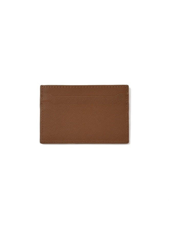 Cockatoo - Saffiano Leather Card Holder - Minimalist Credit Card Wallet - Slim Front Pocket Wallet Card Case for Mens and Womens (Brown) - Image 1