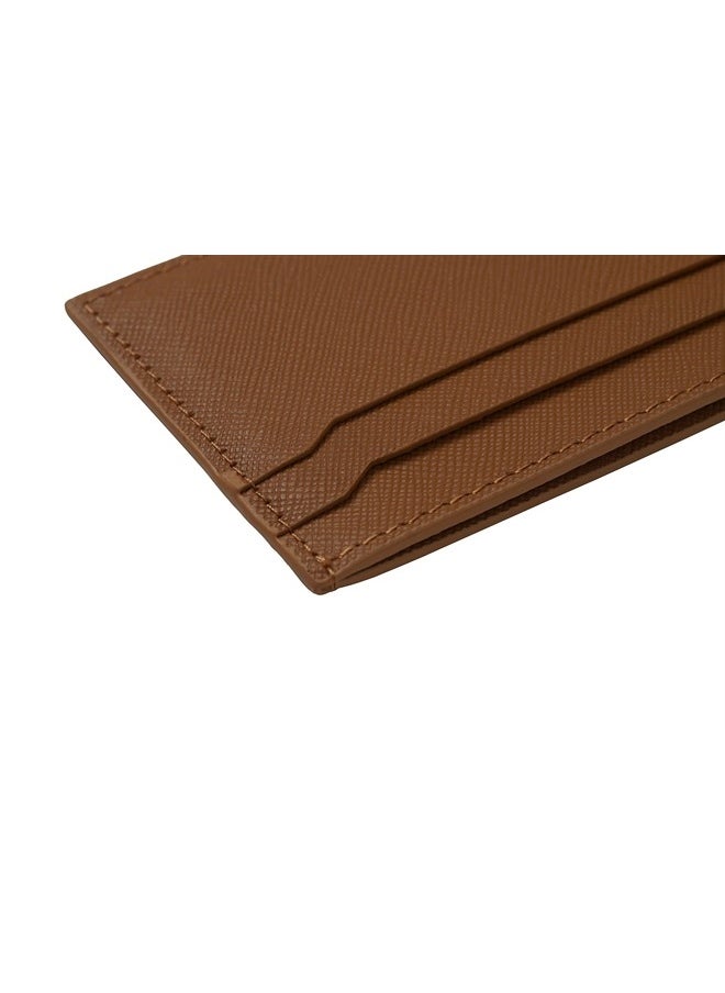 Cockatoo - Saffiano Leather Card Holder - Minimalist Credit Card Wallet - Slim Front Pocket Wallet Card Case for Mens and Womens (Brown) - Image 1