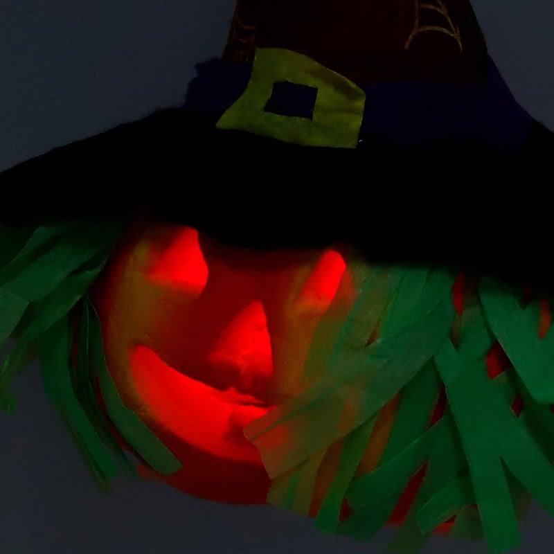 Healifty 2pcs Halloween Foam Pumpkin Hanging Lamps with Hollow Design, Classic Decorative Pumpkin Lanterns for Indoor Outdoor Party, Battery Operated (Batteries Not Included) - Image 3
