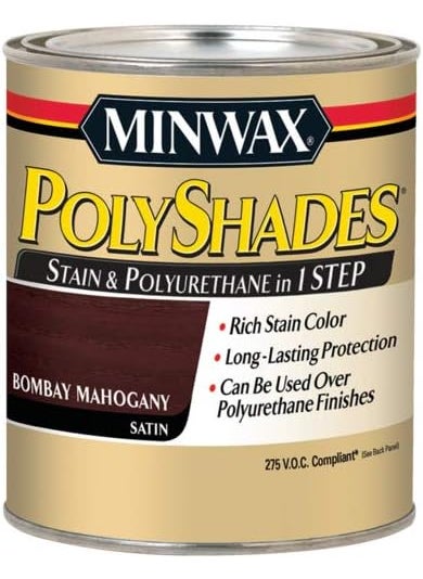 Minwax Minwax 219804444 Polyshades  Stain  Polyurethane in 1 Step 275 VOC 12 pint Bombay Mahogany Satin  - Image 1